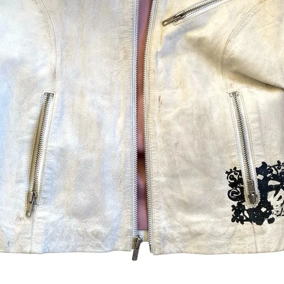 Wilson Leather Vintage Studded Hand Painted Distressed Rocker/Love Jacket Y2K - Picture 6 of 15